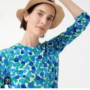 JCrew Margot BlueBerry Floral crew neck Sweater